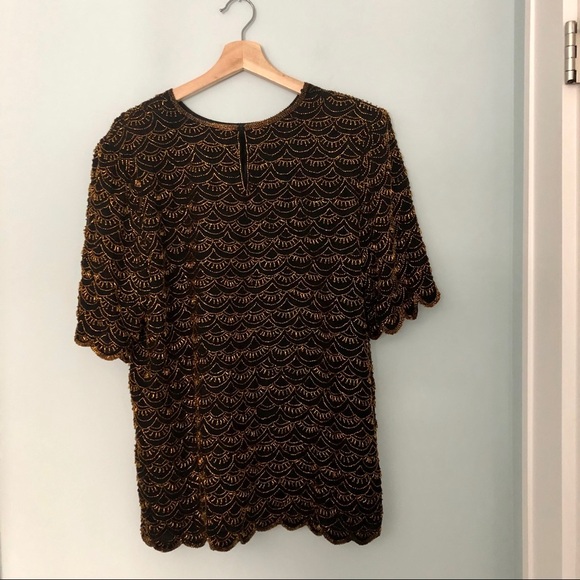 Beautiful Vintage Hand Beaded Silk Tunic/Blouse - Picture 2 of 6